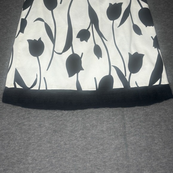 Grace Elements Floral White Black Lace Trim Cotton Skirt Womens Size 6 - Picture 4 of 12